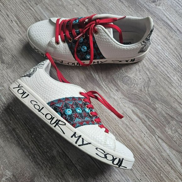 Desigual Women's 9 Low-Top Sneakers Cosmic You Colour My Soul Colorful Graphic - Picture 1 of 15